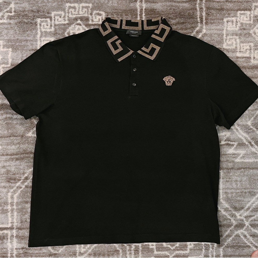 Versace Greca Black Gold Polo Men’s Polo Men 5XL XXXXXL Large Big & Tall